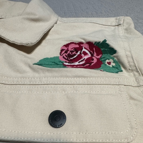 Vans Anaheim Needlepoint Floral Jacket Men's Cream Roses Snap Front - Picture 4 of 9